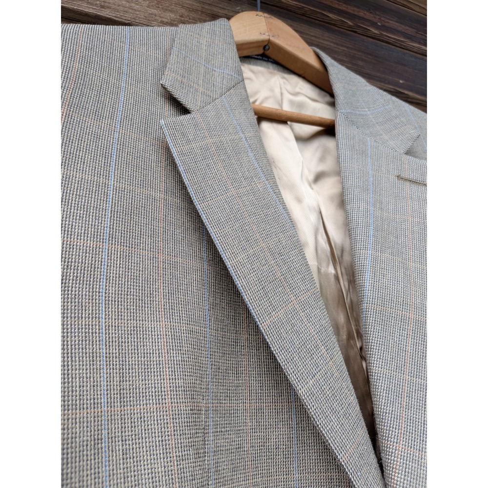 IZOD Sport Jacket Blazer 40R Glen Plaid Silk Wool Quiet Luxury Business Casual